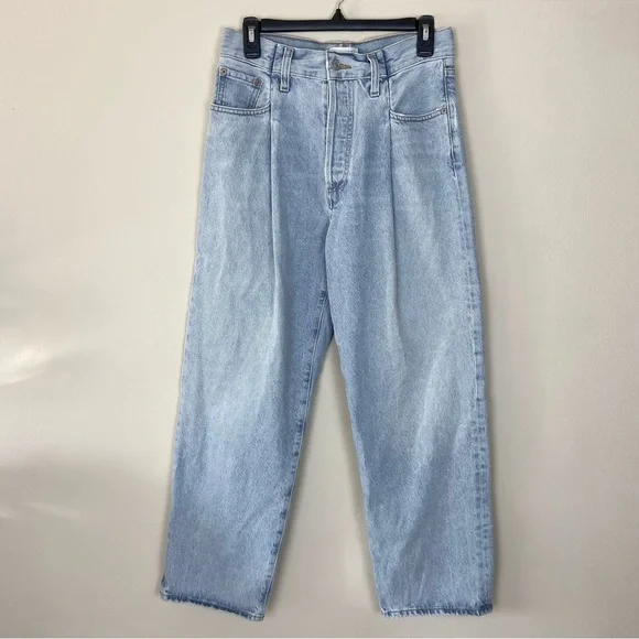 Agolde Fold Waistband Jean Straight Leg Size 26 Cotton Pleated - Picture 7 of 16